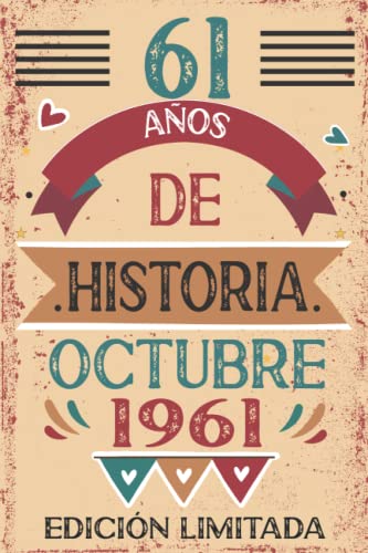 61 Años De Historia Octubre 1961: Libro de visitas, cuaderno, 110 páginas de felicitaciones, idea de regalo, regalo Para la esposa, novia, mujer, La madre