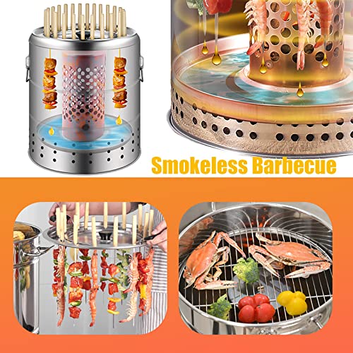 Griglia per affumicatore a carbonella, barbecue verticale con 50 spiedini per arrosti, struttura in acciaio inox