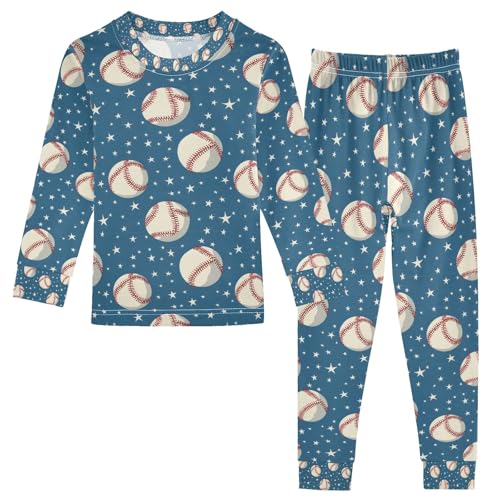 senya Baseball Star A Space Pajamas Set Long Sleeve Soft Cotton Sleepwear 2 Piece