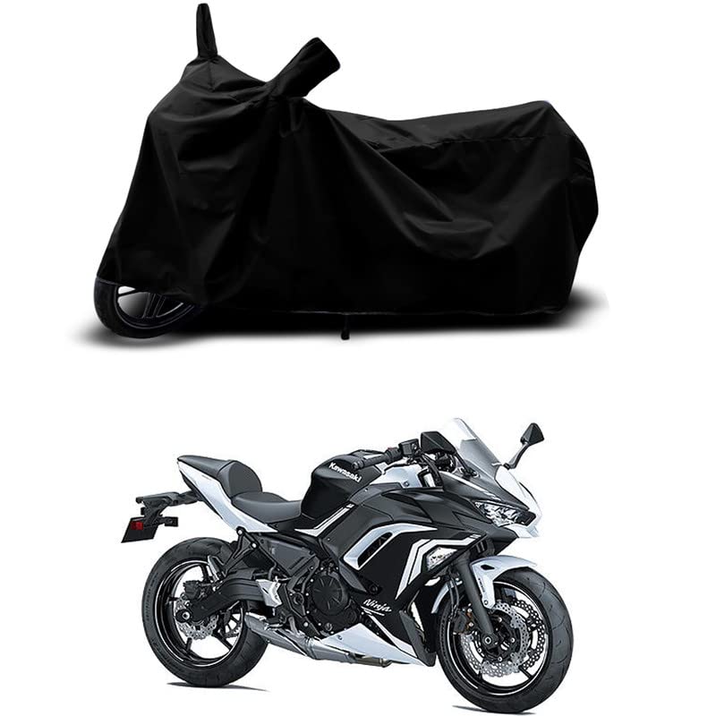 Image of 100% Scratchproof /UV-Rays /Heat Protection /Birds Dropping /Water Resistant /Dust Proof /Waterproof /Full Bike Scooty Two Wheeler Body Cover Compatible for Ninja 650 STD All Varients[Black]