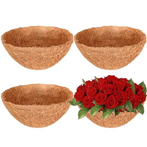 Halatool 4 Pack 20 Inch Coconut Liners for Planters 100% Natural Hanging Basket Liners Round Coco Coir Liner for Balcony Garden Patio Porch Home Decor