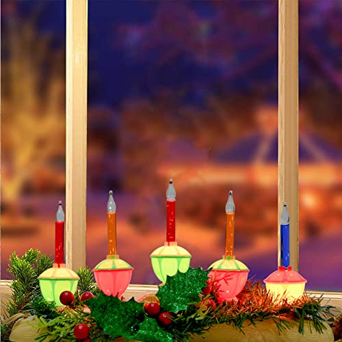 Image of Christmas 5 Light Bubble Candle Lamps, Plug in Electric Candles with 5 Multi-color Bubble Lights (1 spare), C7 /E12 Base 5W Bubble Light Candle, Suitable for Holiday Christmas Celebration Lighting