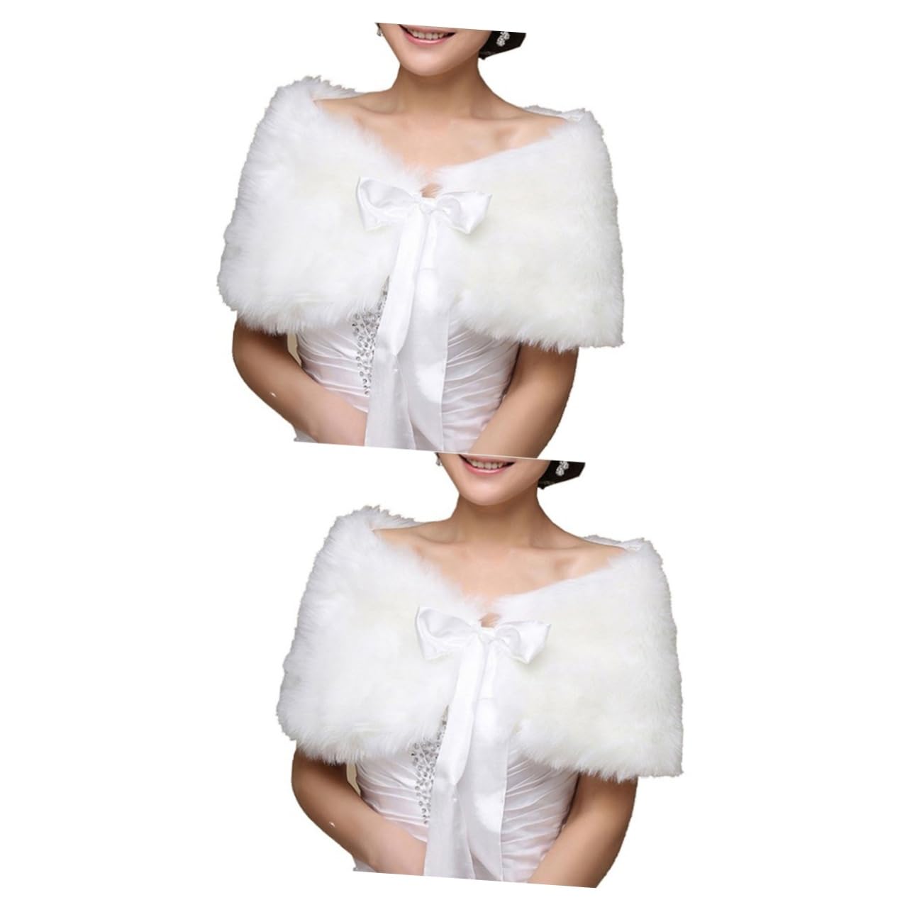 2piezas Chal De Novia Elegante y Cálido Para Invierno Estola De Para Ceremonias y Fiestas