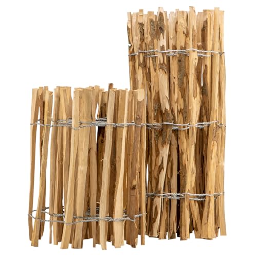 BooGardi Staketenzaun · 14 Größen · 120cm hoch · 5m lang · Lattenabstand 3-5cm · Kastanienzaun aus Haselnuss · Gartenzaun Holz · Jägerzaun Holzzaun · Bauernzaun