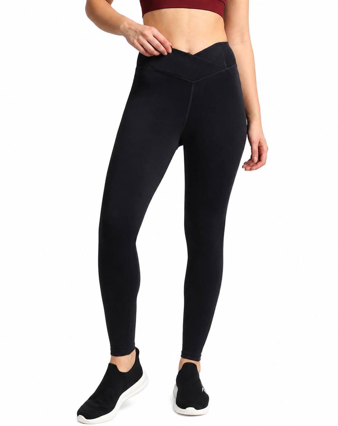 Regular High Waist Stretchable Gym Tights Leggings with Crossover Belt for Women & Girls | Gym Wear/Active Wear Tights Yoga Pants.-image-27