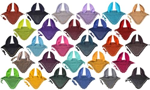 Horse Ear Bonnet Ear Net Hat Fly Bonnet Hood Mask Fly Veil Full Hand Made Cotton (Horse/Full, RED)