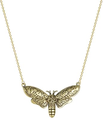 Deaths-Head Hawkmoth Pendant Necklace Couple Women Moon Moth Pendant Vintage Jewelry Gothic Men Necklace Collar