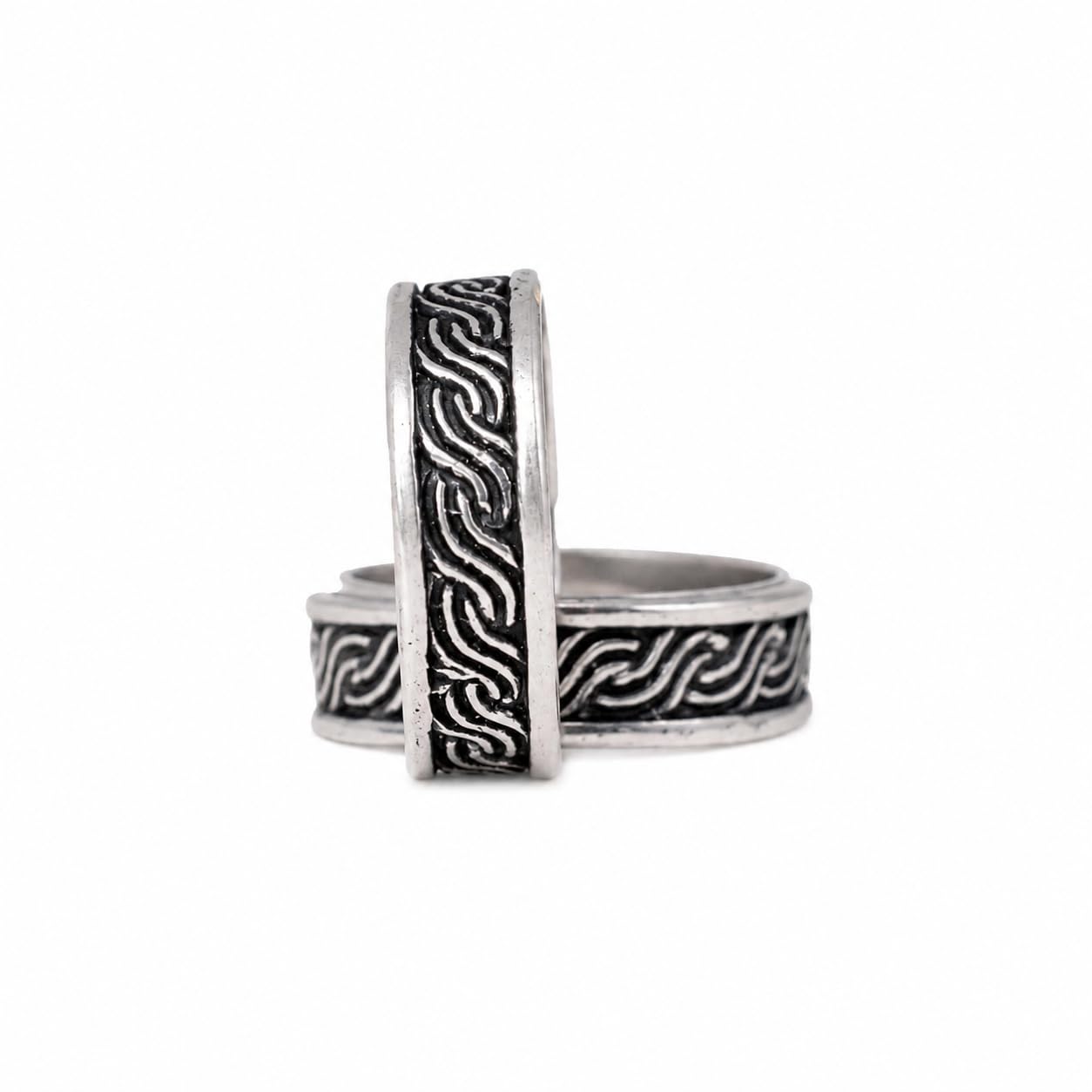 kaashi 925 Sterling Silver Toe Ring Pair | Textured Celtic Pattern | Adjustable Women's Foot Ring-picture-1