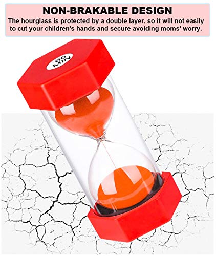 Hourglass Sand Timer 5 Minute: Plastic Sand Clock 5 Minutes, Large Red Sand Watch 5 Min, Colorful Hour Glass Sandglass Timer For Kids, Games, Classroom, Kitchen, Decoration #TOP2