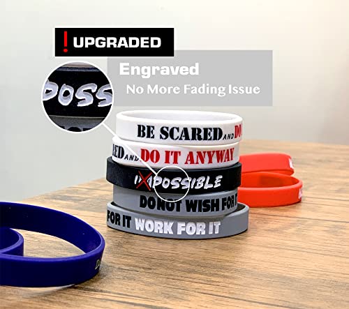 Ruanjai 12 Pack Motivational Wristbands For Men, Women & Teens, 12X8 Inch Silicone Bracelets With Inspirational Quotes thumb #2