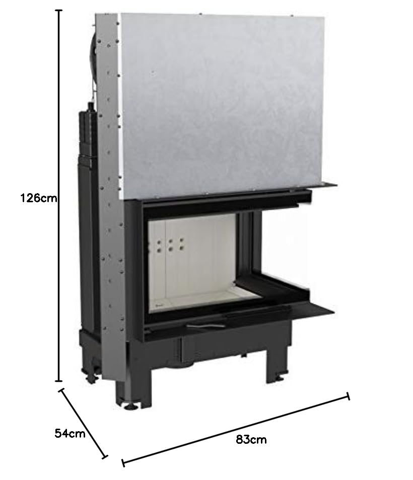 KRATKI Inserto per camino in acciaio a legna MBM 10 kW Ø200 destro A+ aria | Acciaio nero, efficienza 81%, classe A+. Ecodesign, BImSchV 2, Kratki PRO; per recupero calore.; combustione efficiente