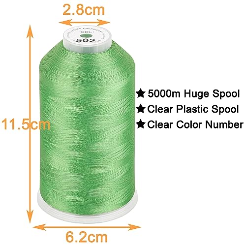 Image of New brothread - Single Huge Spool 5000M Each Polyester Embroidery Machine Thread 40WT for Commercial and Domestic Machines - Mint Green
