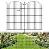 13 Stück Gartenzaun mit Tür, 100 cm hoch x 8,5 m lang, rostfreies Metall, Hundezaun, Tierbarriere, Dekorative Beetumrandung, No-Dig-Design für Hof, Terrasse und Blumenbeet