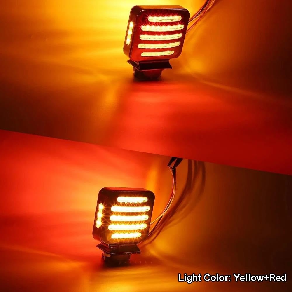 Luces de giro 1 Pieza Luces Giro LED Cuadradas Doble Cara Cromadas Línea Plana Ámbar/rojo Montaje En Camión Luces Traseras Giro Montaje En Poste Doble intermitente