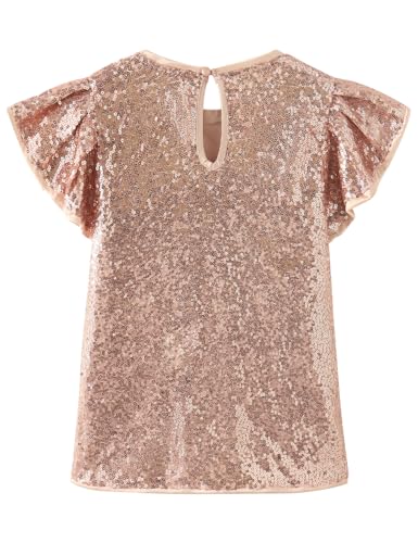 Image of Noomelfish Girls Short Sleeve Sequin Shirts Party Glitter Sparkly Tops Blouse (5-12 Years)