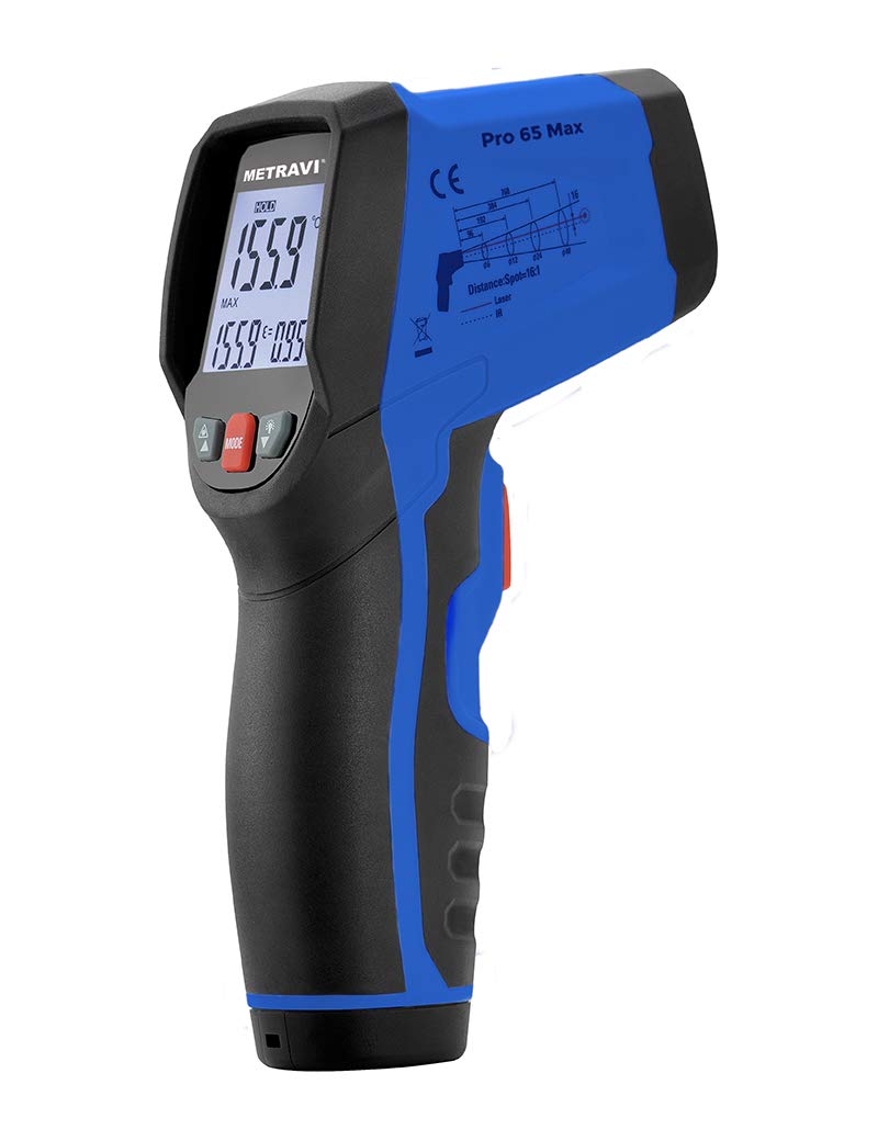 Metravi PRO 65 Max Non-contact Infrared Thermometer/Pyrometer with Circular Laser upto 800°C (B08F25BR5K) Amazon Price History, Amazon Price Tracker