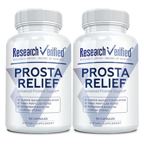 Research Verified Prosta Relief - Saw Palmetto and Bioperine - Prostate Health; Bladder & Urinary Health Drive and Performance; Pure Natural 90 Capsules (Pack of 2)