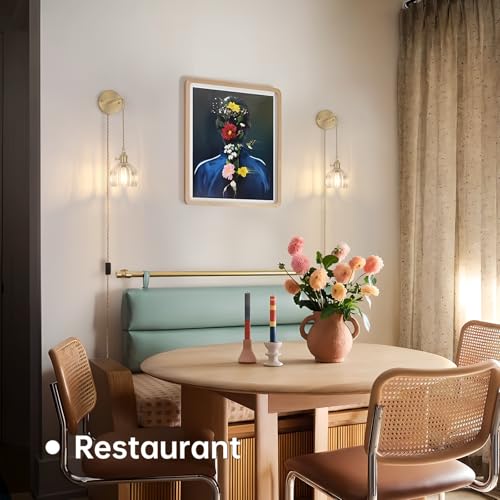 Image of Shenmoyl Vintage Wall Sconce Wall Lamp with Clear Tulip Glass Shade Hanging Wall Sconce with 4.9FT Plug in Cord, Modern Wall Lamp Fixtures Decor for Bedside Bedroom Indoor Doorway