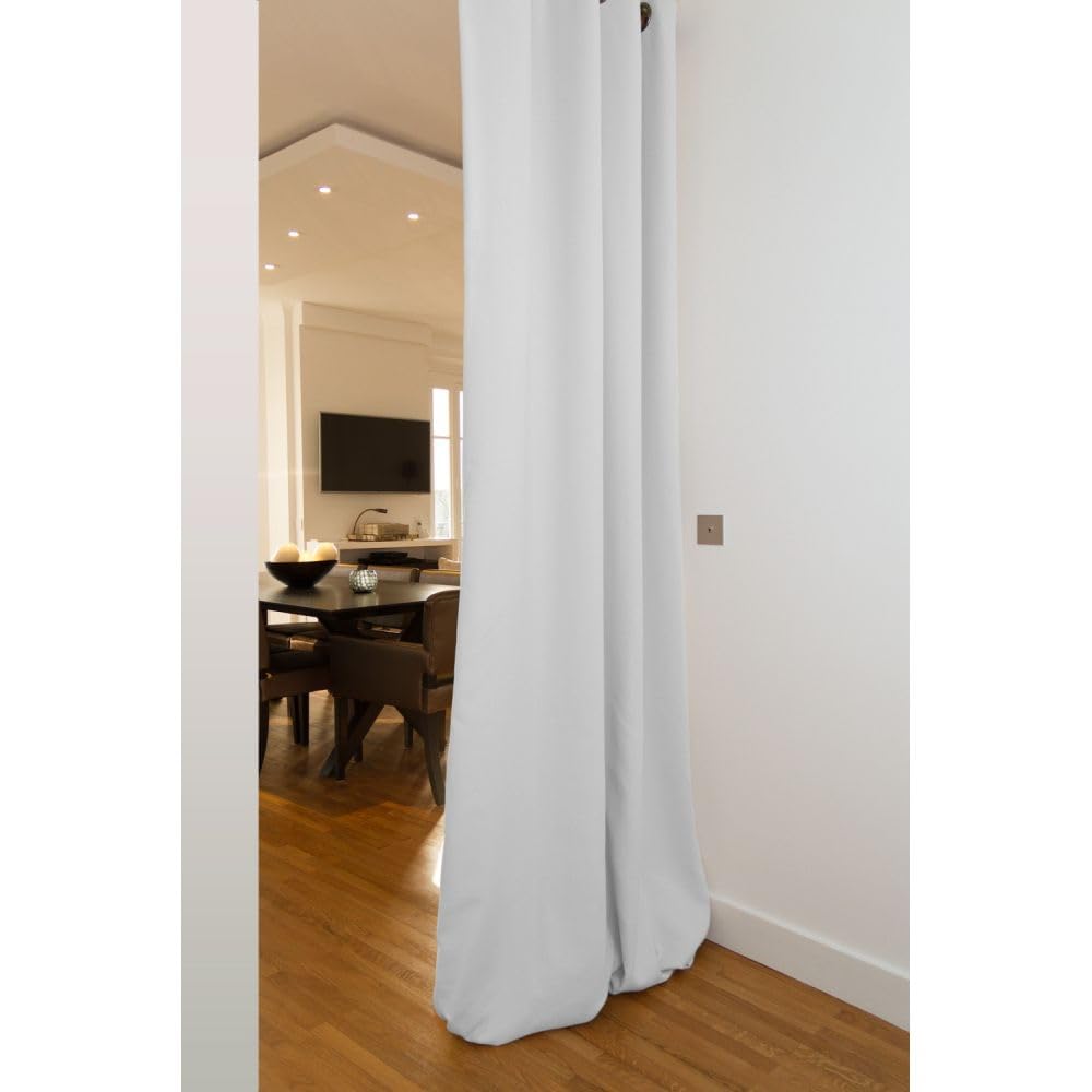 Moondream 3in1 Raumteilervorhang mit Lärmschutz zur Isolierung gegen Lärm, Licht & Kälte, Patentierte Technologie, Weiß, 145 x 250 (BxH) cm, Ösen (1 Vorhangschal)
