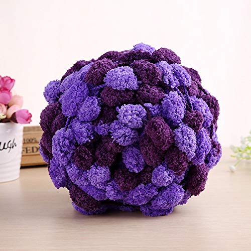 MZJJ Thick Woollen Big Soft Rainbow Pom Pom Yarn Hand Knitting Crochet Yarn DIY Blanket Cushion Colorful Pompom Thread (Color : 3)