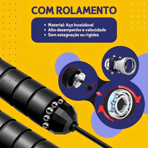 Top 1 Corda De Pular Speed Rope Crossfit Profissional Fitness Esportiva Com Rolamento e Cabo De Aço