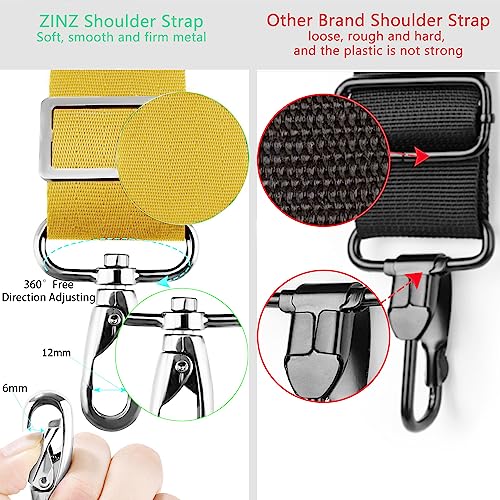Image of ZINZ 79 inch Shoulder Strap, Extra-Thick Fixed Cushion Pad and Dual Clasps Universal Replacement Strap with Metal Swivel Hooks for Laptop Bags, Luggage Bags, Camera, Crossbody (200cm,Yellow)