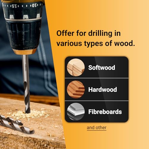 TOOLMAYS 7pcs Wood Drill Bit Set 4 mm, 5 mm, 6 mm, 7 mm, 8 mm, 10 mm, 12 mm x 230 mm Long Drill Bits Wood For Hardwood Softwood Plywood Mdf And Chipboard 7 TOOLMAYS 7pcs Wood Drill Bit Set 4 mm, 5 mm, 6 mm, 7 mm, 8 mm, 10 mm, 12 mm x 230 mm Long Drill Bits Wood For Hardwood Softwood Plywood Mdf And Chipboard - Image 7