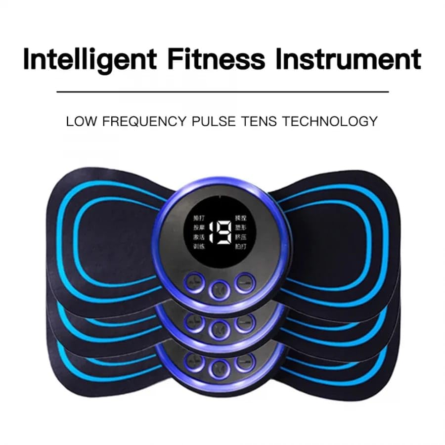 ELEGANT EMPORIUM Full Body Mini Butterfly TENS Massager with 8 Modes, 19 Levels Electric Rechargeable Portable EMS Patch for Shoulder, Neck, Arms, Legs, Neck, Men/Women