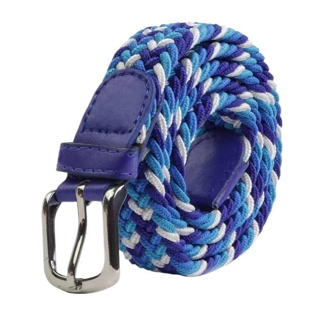 Cintura Elastica Gloop Unisex In Tessuto Intrecciato - 3,5 Cm, Beige/grigio, Fibbia Metallo, Regolabile, Lunghezza Totale 100-155cm