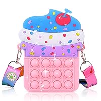 Ainiv Pop it Pop Bag, 2 in 1 unicorn Fidget Bag for Girls, Silicone Push Bubble Crossbody Bag Small Purse, Shoulder Bag with Adjustable Strap Length, Relief Stress for Adult Kids