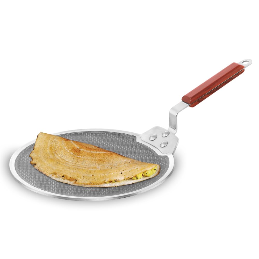 Hawkins 30 cm Dosa Tava, Triply Stainless Steel Shielded Nonstick Tawa with Rosewood Handle, Honeycomb Non Stick Induction Tawa, Silver (NSDT30)-picture-17