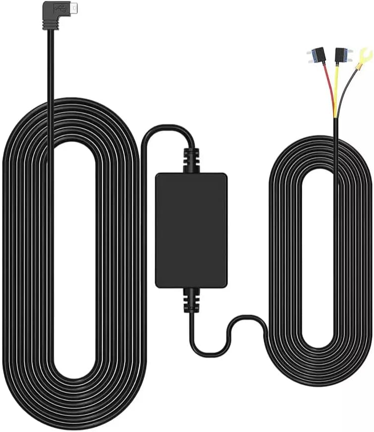 AUSHA® Mini USB Hardwire Cable Kit for 24 Hour Parking Monitoring Dash Cam 12V-24V to 5V/2.5A Low Voltage Protection Hard Wire Kit for Dashcam