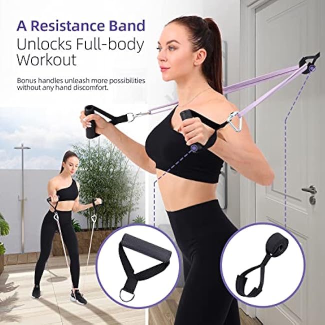 Resistance Bands Workout Set: 5 Levels Pull Up Assist Bands 5-130lb with Handles & Door Anchor