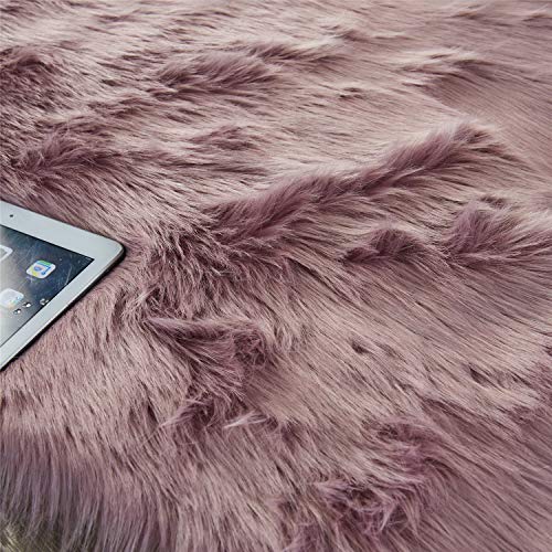 Easyjoy Ultra Soft Fluffy Shaggy Area Rug Faux Fur Rug Chair Cover Seat Pad Fuzzy Area Rug For Bedroom Floor Sofa Living Room (2 X 6 Ft Sheepskin, Light Purple) #TOP4