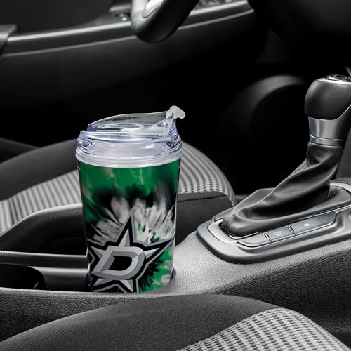 Image of Rico Industries NHL Hockey Team Color Tie Dye 24oz Metallic Acrylic Tumbler with Hinged Lid, Officially Licensed Double Wall Tumbler with Straw