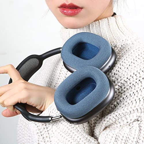 Ear Cushion Cover Compatible With Apple Airpods Max Headphones Replacement Fabric Ear Pad Covers With Memory Foam And Magnet Sky Blue Dark Blue #TOP1