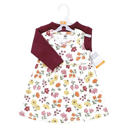 Image of Hudson Baby Girls' Cotton Dress and Cardigan Set