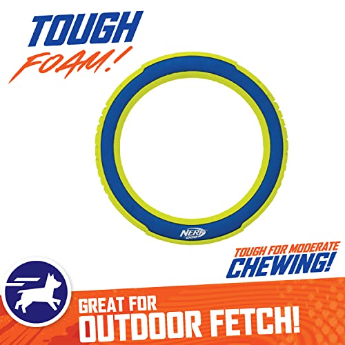 Nerf Dog Megaton Nylon Flyer Dog Toy, Flying Disc, Lightweight, Durable And Water Resistant, 10 Inch Diameter, For Medium/Large Breeds, Single Unit, Blue/Green #TOP2