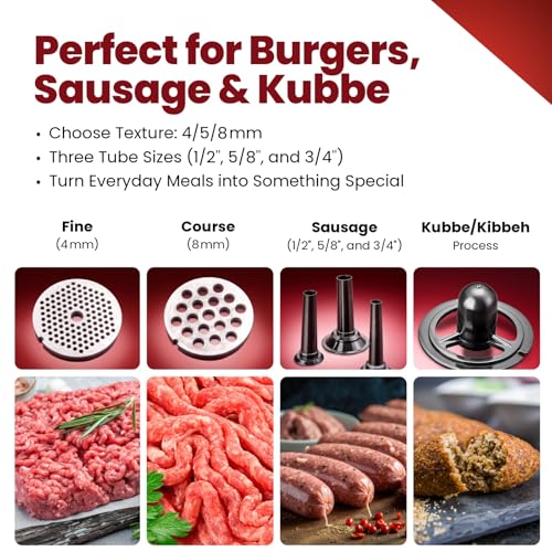 STX Turboforce 2000 Series 6-In-1 Powerful Home Use Electric Meat Grinder • Sausage Stuffer (3 Sizes) • Kubbe Maker • Vegetable Slicer/Shredder/Grater • Burger & Slider Maker • 2 Meat Claws/Shredders by STX INTERNATIONAL - Image 6