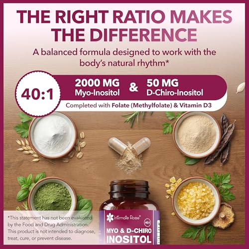 Intimate Rose Myo-Inositol & D-Chiro Inositol Supplement with Folate and Vitamin D - Support Hormonal Balance, Regular Cycles and Ovarian Health - 30-Day Supply - 40:1 Ratio Capsules - Image 5
