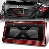 Q1-TECH, 3 in 1 Luxury Genuine 100% Real Carbon Fiber License Plate Frame TAG Cover Protector Shield