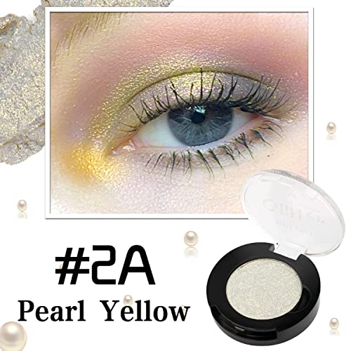 De'lanci Korean Eyeshadow, High Pigment Glitter Eyeshadow, Long Last Shimmer Gold Eyeshadow, Waterproof Sweat-Proof Metallic Eyeshadows, Sparkle Eye Shadow Eye Makeup, Vegan & Cruelty-Free, Gold White #TOP3