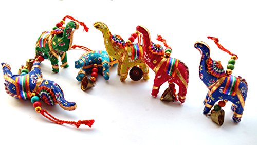 Rastogi Handicrafts Elephant Bell Hanging Layer Set Of 6 Home Christmas Hanging Party Decorative Ornaments Multi Colored Indian Traditional (Mix) #TOP3