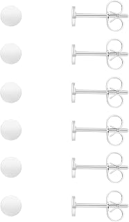 Unisex 6 Pairs Polka Dot Stud Earrings, Surgical Steel Gold Plated Black Small Flat Stud Earrings for Women Men