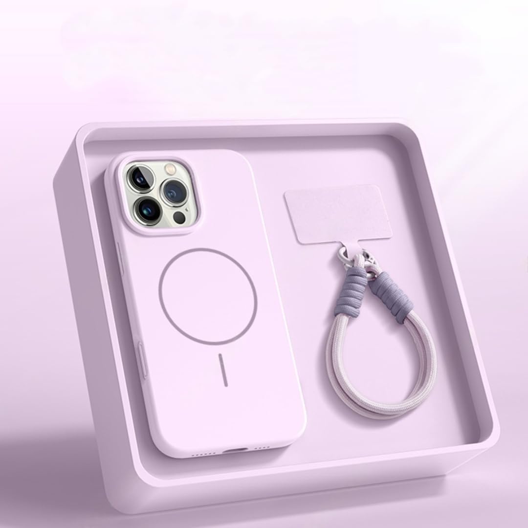 Étui magnétique iPhone 15 Plus antichoc violet coque souple avec cordon - 5