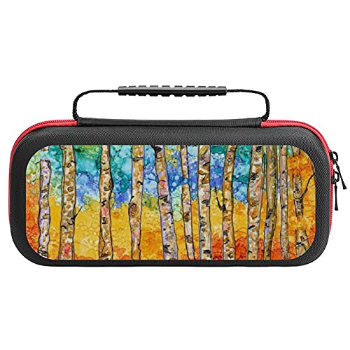 Carrying Case for Nintendo Switch,Colorful And Beautiful Aspen Trees Switch Travel Case Compatible with Nintendo Switch Dock.Switch Carry Case with Handle for Nintendo Switch Console & Accessories