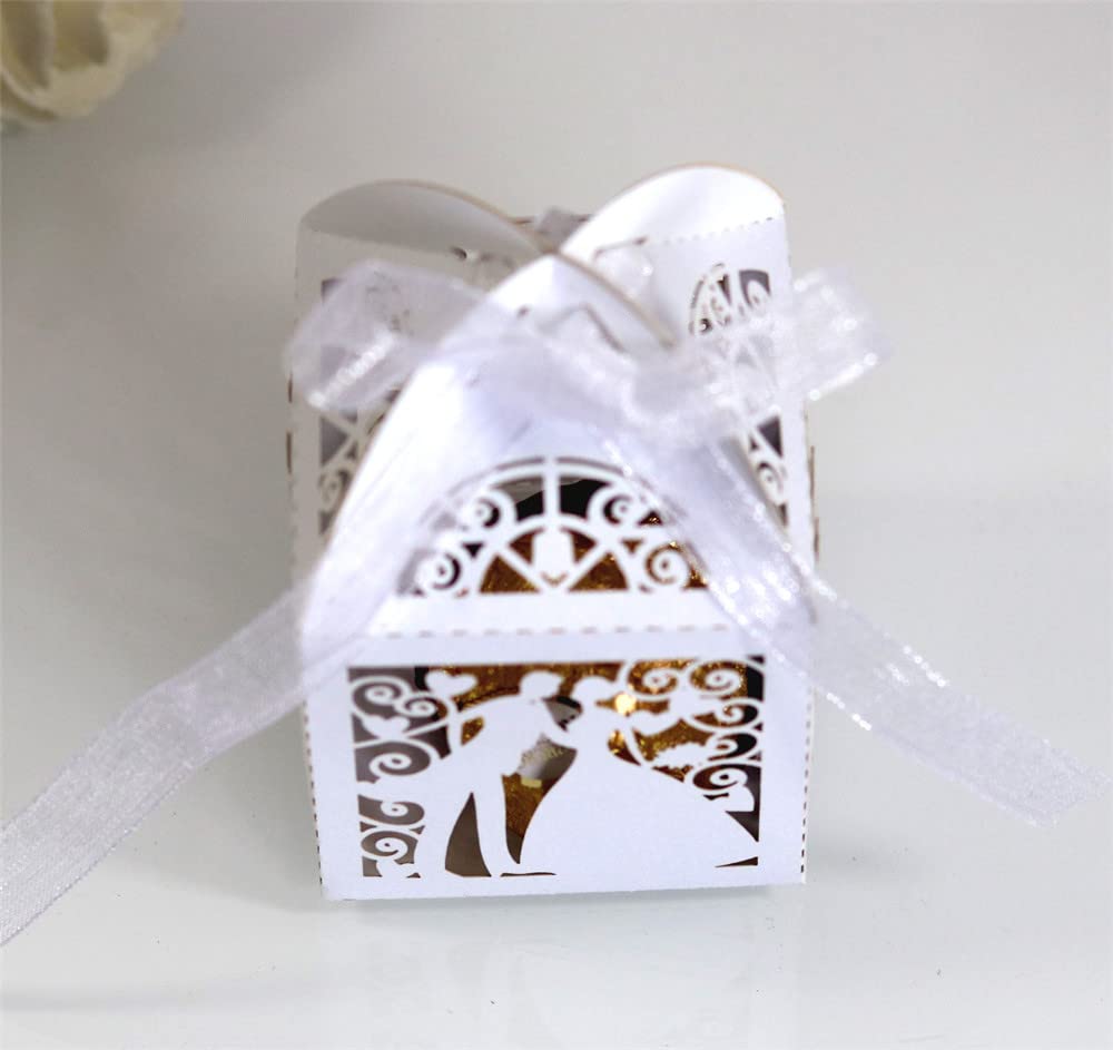 Szczęśliwe pudełko z cukierkami Pudełka na upominki weselne Papierowe pudełko na słodycze Panna młoda pan młody Puste pudełko na prezent na ślub panny młodej Baby Shower Christmas Party 50 szt. (Kolor