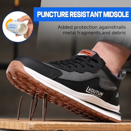 Image of LAoutun Steel Toe Shoes for Men Women Safety Work Shoes Indestructible Steel Toe Sneakers Lightweight Work Shoes Toe Shoes