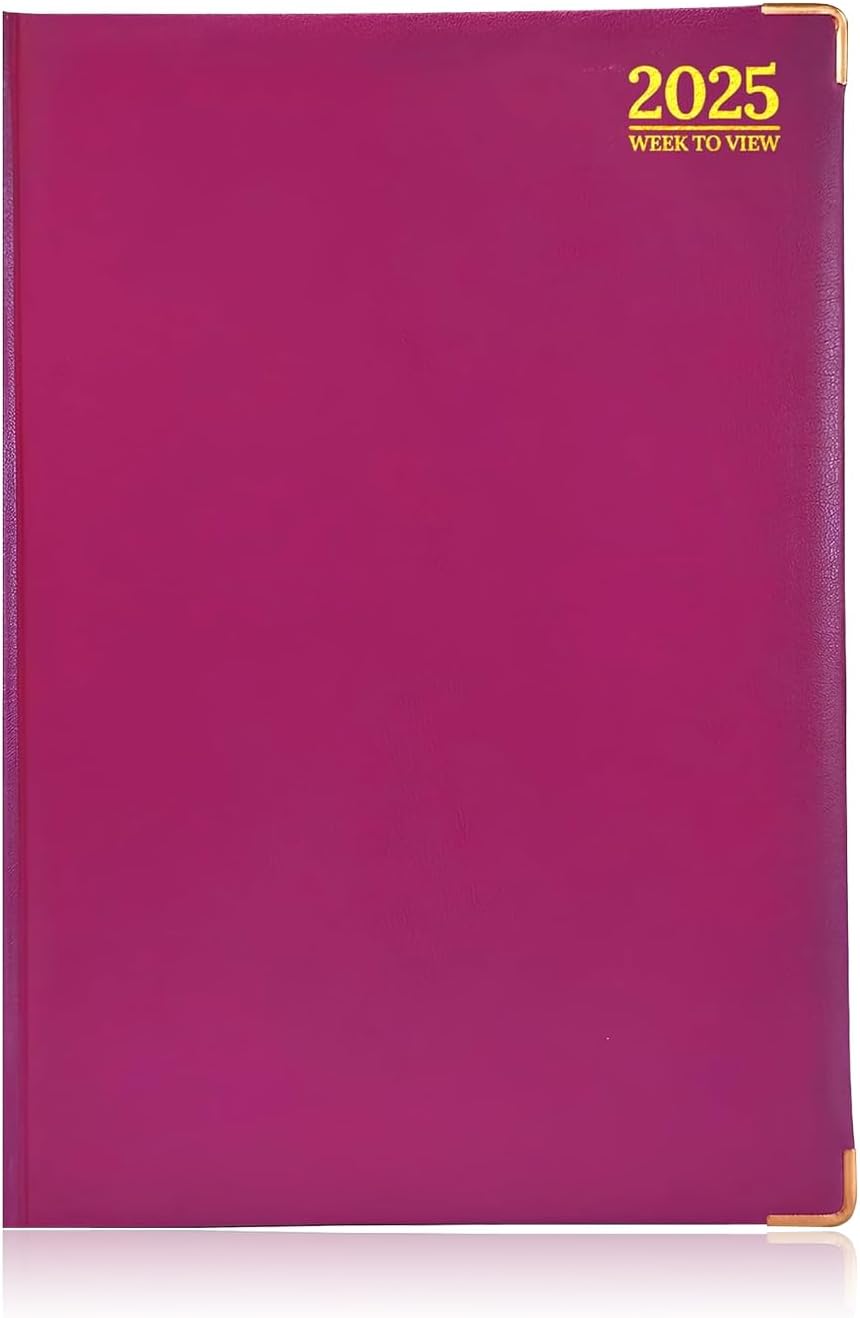 G4GADGET A5 Week To View 2025 | Hardback Cover | Weekly Planner with Note Sections | Durable and Professional (Purple)