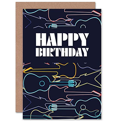 Happy Birthday Guitars Sealed Greeting Card Plus Envelope Blank inside nbs[M^[